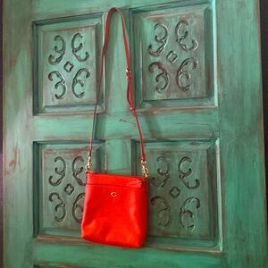 Coach CC526 Kitt Sun Orange Leather Messenger Crossbody Bag Brand New
